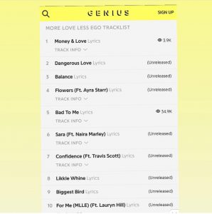 Wizkid unveils official tracklist for “More love, less ego”.